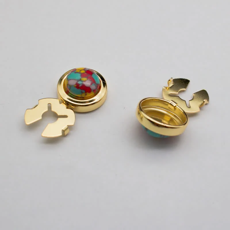 Men's 1 Pair Snap-On Baroque Resin Button Covers Set Cufflinks - Image 10