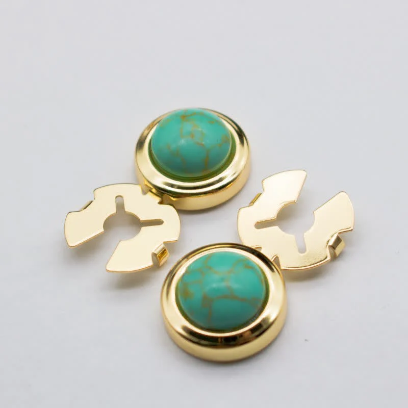 Men's 1 Pair Snap-On Baroque Resin Button Covers Set Cufflinks - Image 3