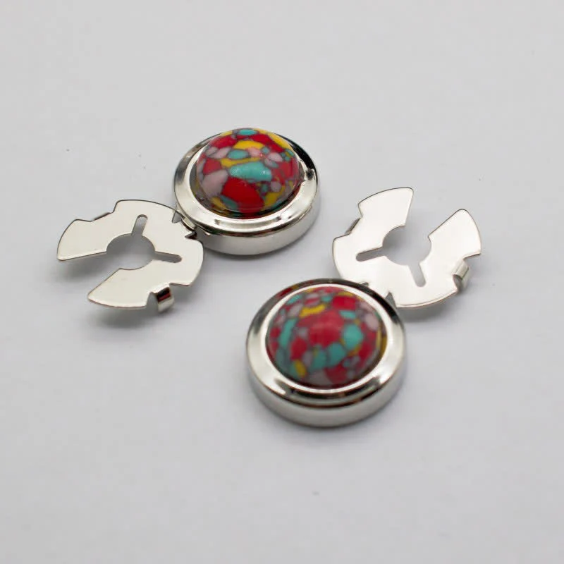 Men's 1 Pair Snap-On Baroque Resin Button Covers Set Cufflinks - Image 8
