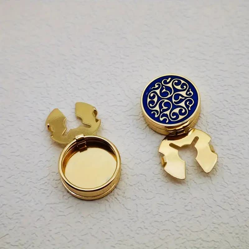 Men's 1 Pair Snap-On Blue Floral Button Covers Set Cufflinks - Image 7