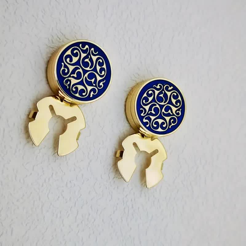 Men's 1 Pair Snap-On Blue Floral Button Covers Set Cufflinks - Image 8