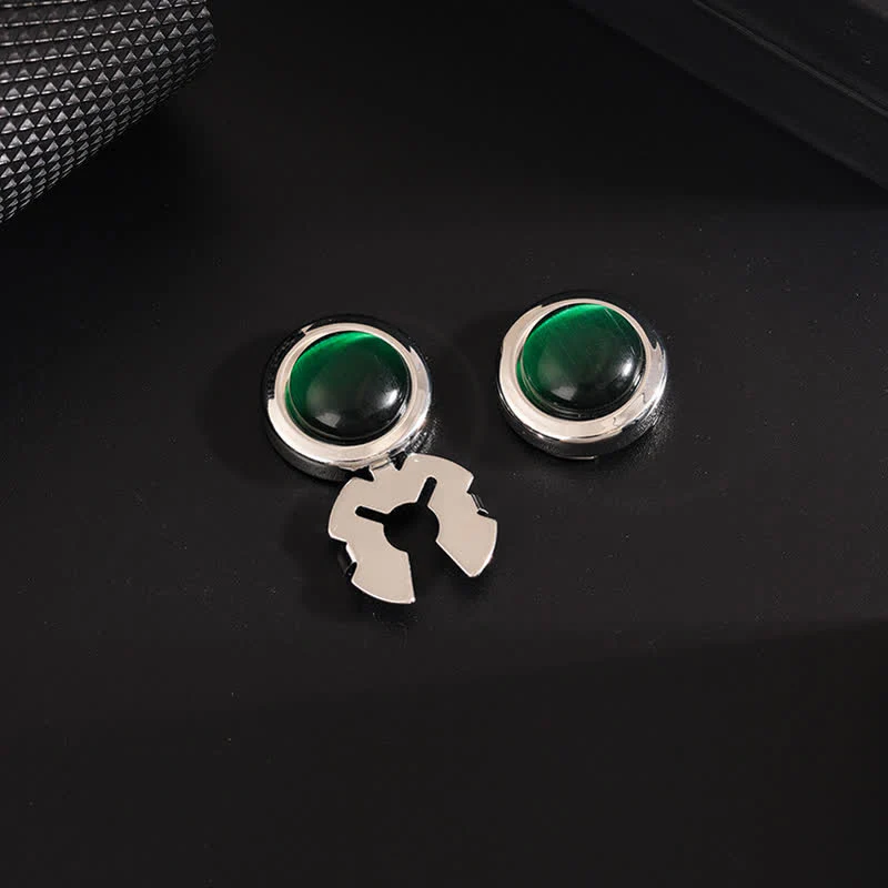 Men's 1 Pair Snap-On Cat's Eye Stone Button Covers Set Cufflinks - Image 11