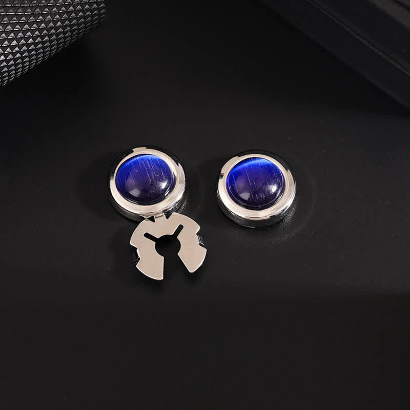 Men's 1 Pair Snap-On Cat's Eye Stone Button Covers Set Cufflinks - Image 3