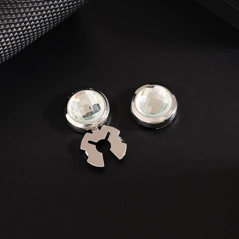 Men's 1 Pair Snap-On Shiny Crystal Button Covers Set Cufflinks - Image 10