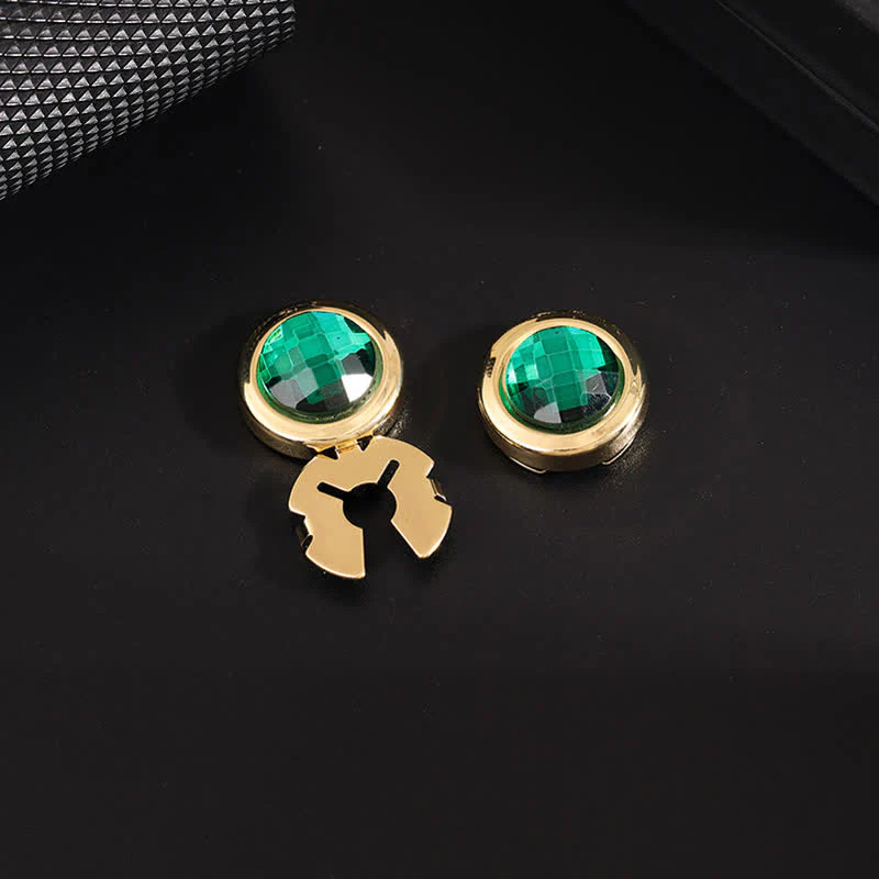 Men's 1 Pair Snap-On Shiny Crystal Button Covers Set Cufflinks - Image 3