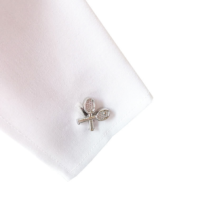 Men's 1 Pair Tennis Time Button Covers Set Cufflinks - Image 3