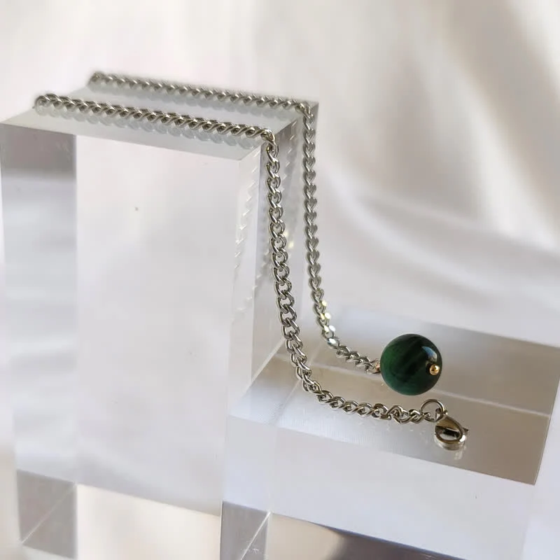 Men's 18K Gold-Plated Natural Stone Lapel Chain Suit Brooch with Hanging Chain - Image 5