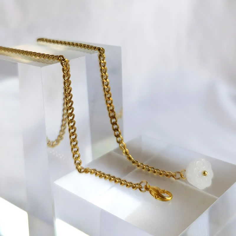 Men's 18K Gold-Plated Natural Stone Lapel Chain Suit Brooch with Hanging Chain - Image 6