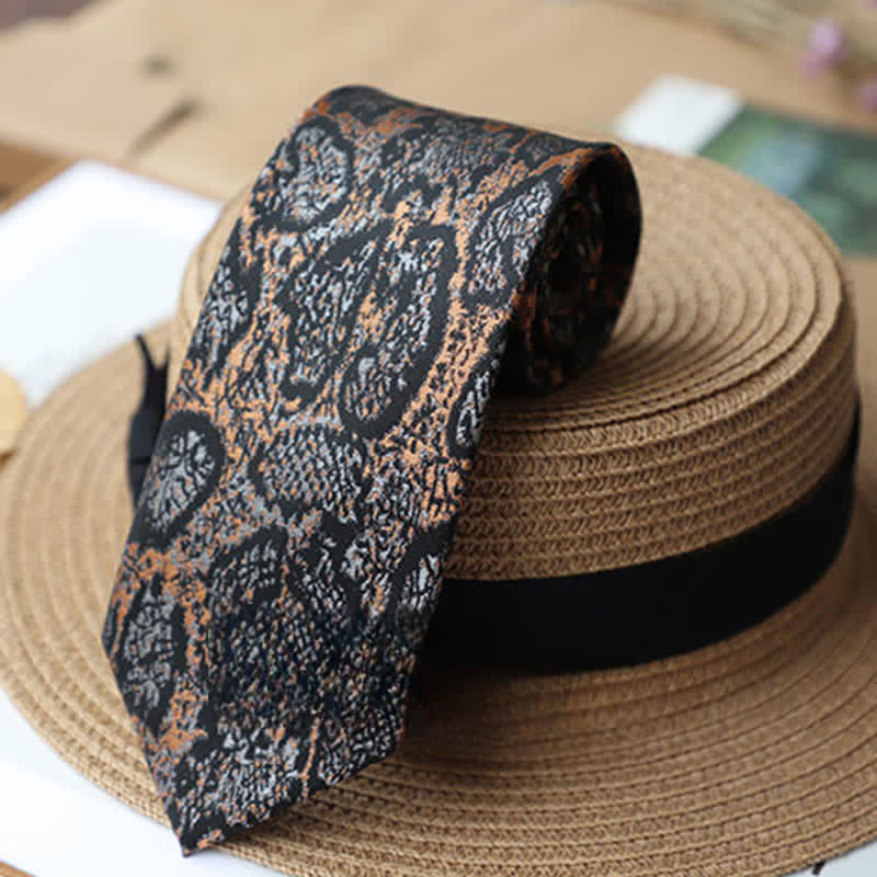 Men's Abstract Black & Orange Exotic Mystery Necktie - Image 2