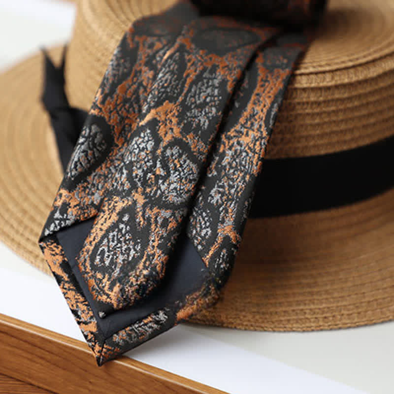 Men's Abstract Black & Orange Exotic Mystery Necktie - Image 3