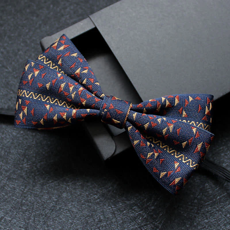 Men's Abstract Pattern Double Layers Bow Tie - Image 10