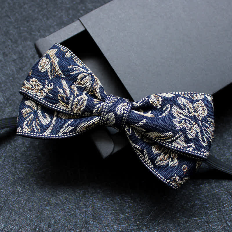 Men's Abstract Pattern Double Layers Bow Tie - Image 11
