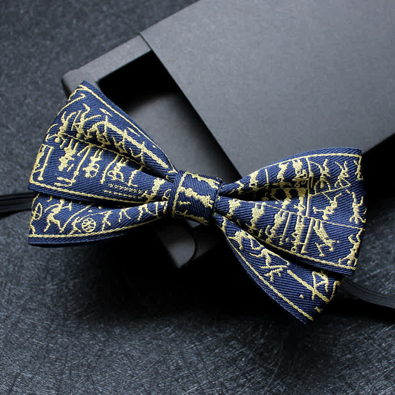 Men's Abstract Pattern Double Layers Bow Tie - Image 13