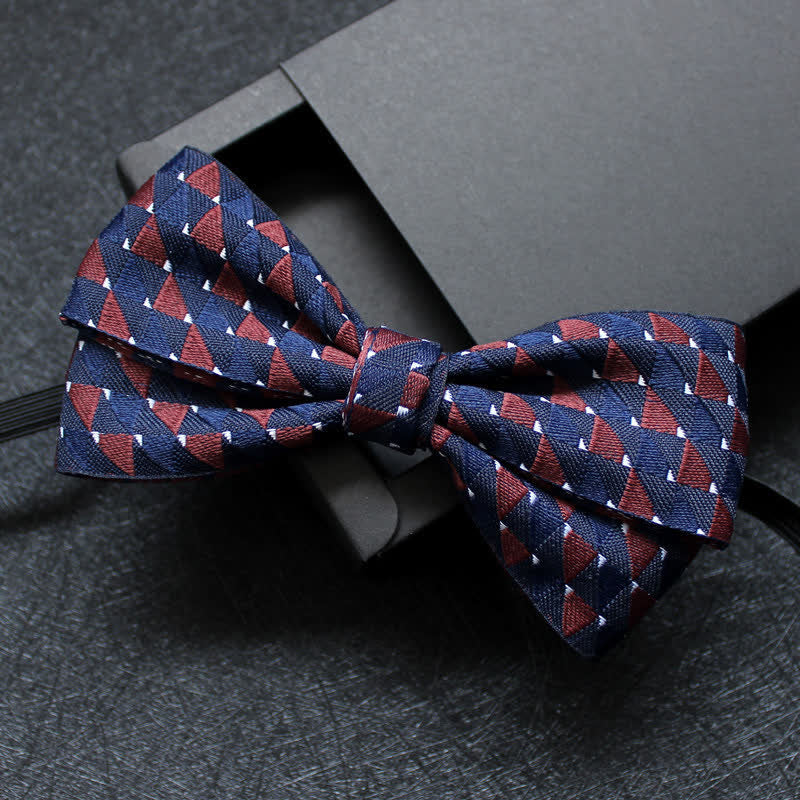 Men's Abstract Pattern Double Layers Bow Tie - Image 14