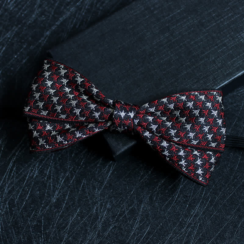 Men's Abstract Pattern Double Layers Bow Tie - Image 19