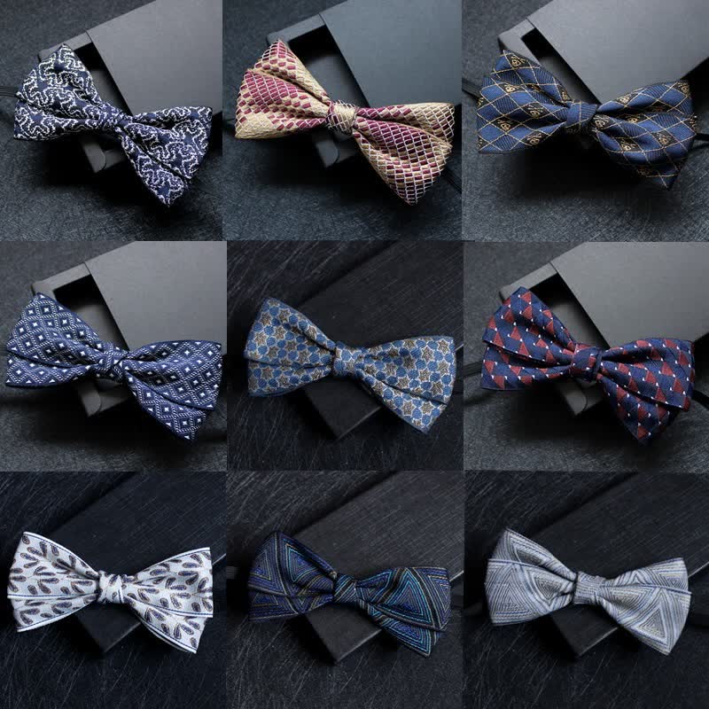 Men's Abstract Pattern Double Layers Bow Tie - Image 2