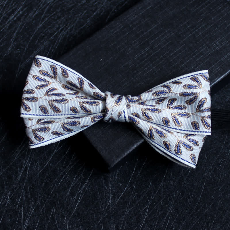 Men's Abstract Pattern Double Layers Bow Tie - Image 21