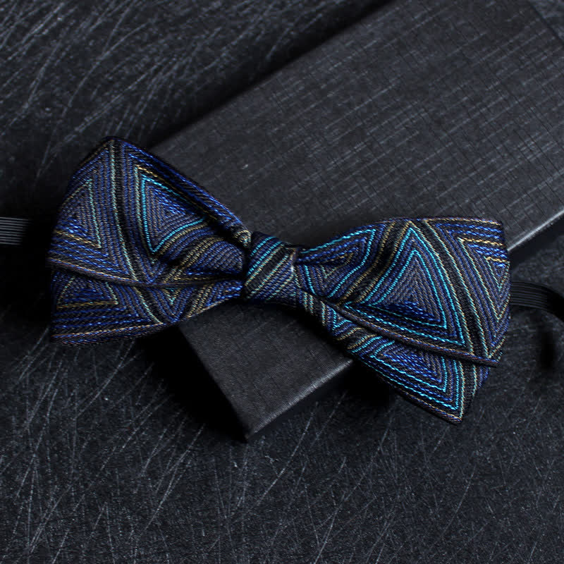 Men's Abstract Pattern Double Layers Bow Tie - Image 22