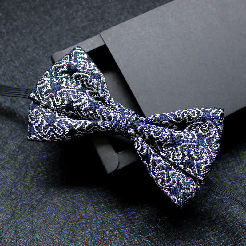 Men's Abstract Pattern Double Layers Bow Tie - Image 3