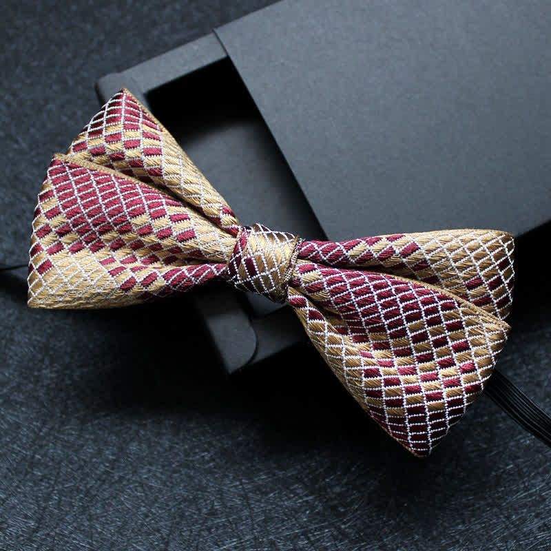 Men's Abstract Pattern Double Layers Bow Tie - Image 5
