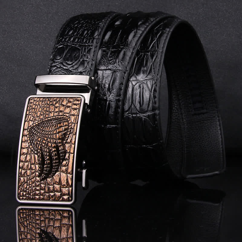 Men's Alligator Claw Crocodile Print Automatic Leather Belt - Image 3