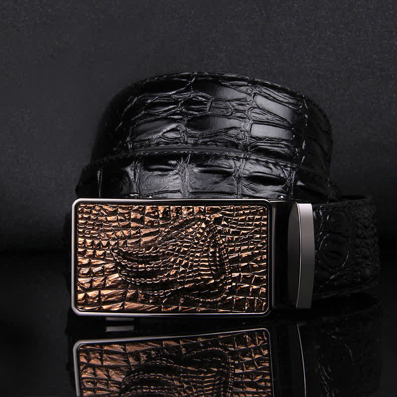 Men's Alligator Claw Crocodile Print Automatic Leather Belt - Image 4
