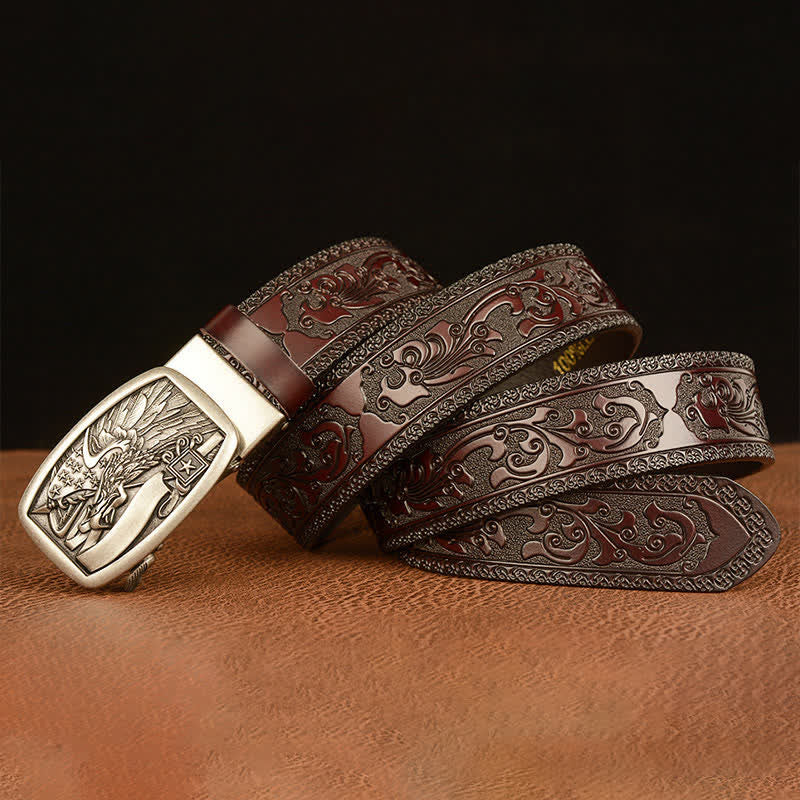 Men's American Flag Hawk Eagle Leather Belt - Image 15