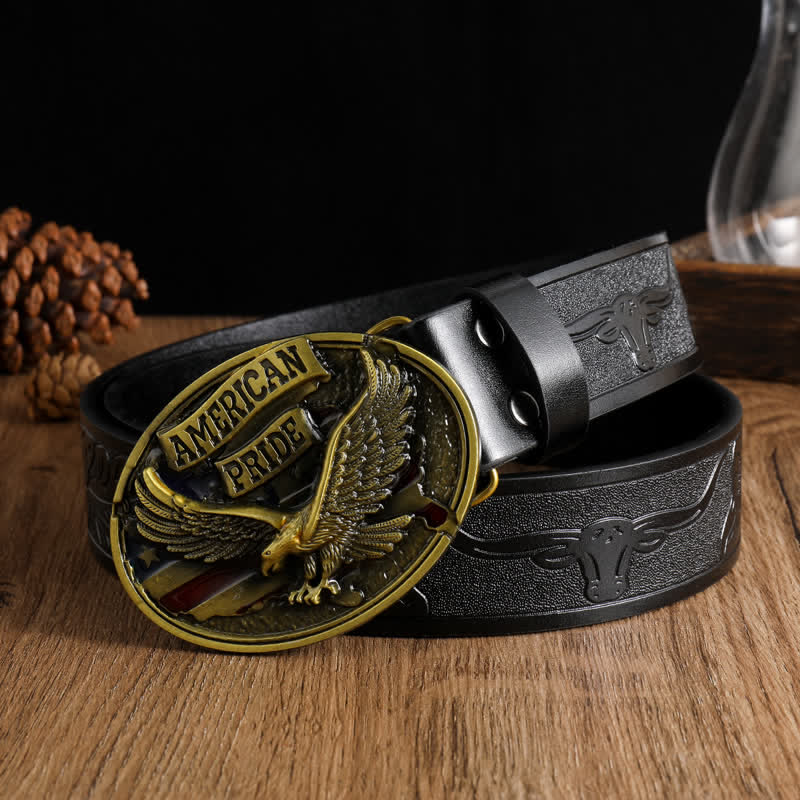Men's American Pride Bald Eagle Leather Belt - Image 5