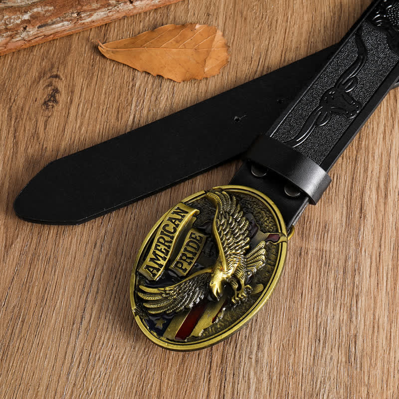Men's American Pride Bald Eagle Leather Belt - Image 6