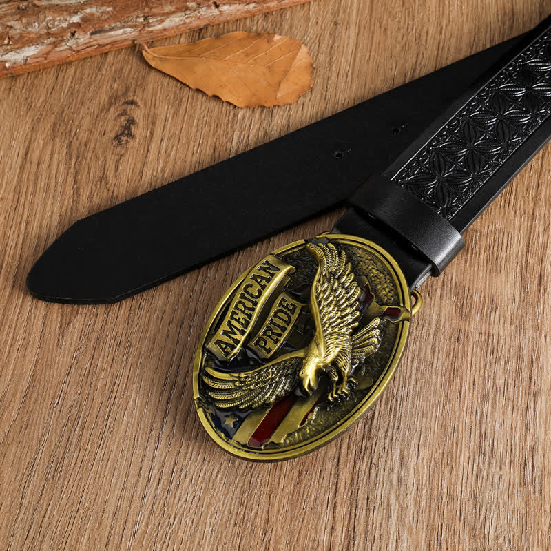 Men's American Pride Bald Eagle Leather Belt - Image 8