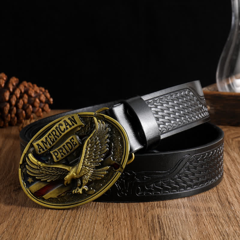 Men's American Pride Bald Eagle Leather Belt - Image 9