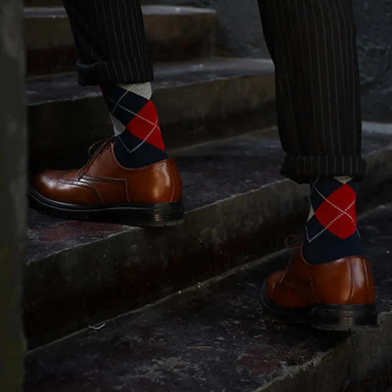 Men's Argyle Pattern Design Cotton Socks - Image 6