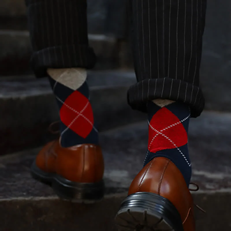Men's Argyle Pattern Design Cotton Socks - Image 7