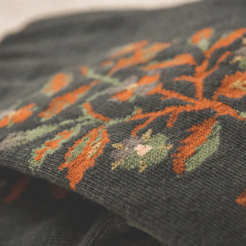 Men's Artistic Forest Oil Painting Crew Socks - Image 6