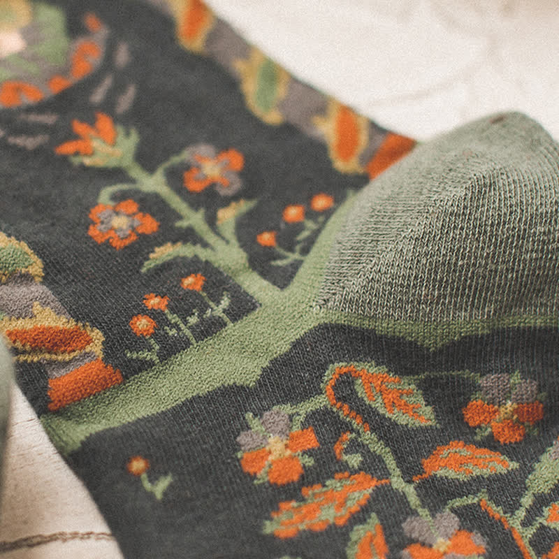 Men's Artistic Forest Oil Painting Crew Socks - Image 7