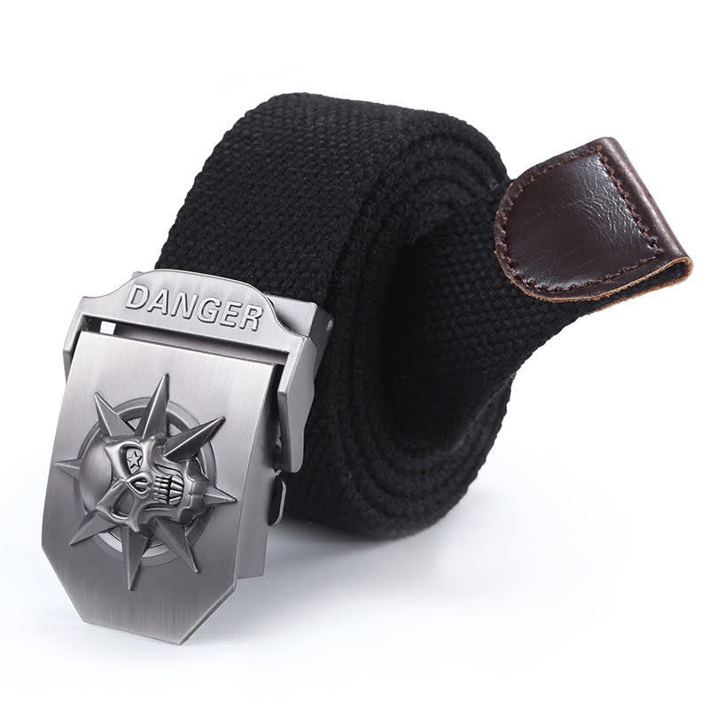 Men's Automatic Skull Buckle Woven Canvas Belt - Image 4