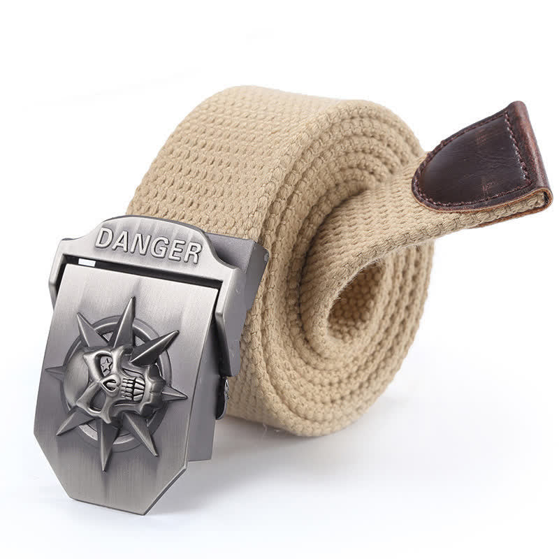 Men's Automatic Skull Buckle Woven Canvas Belt - Image 6