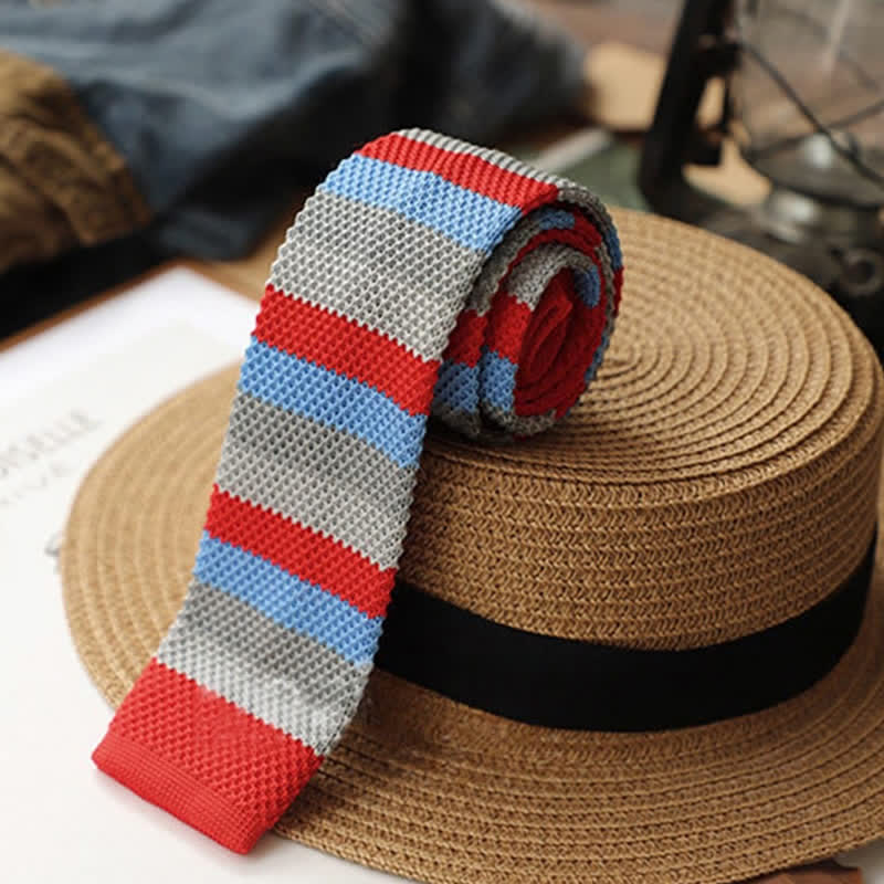 Men's Autumn Horizonal Striped Knitted Necktie - Image 16
