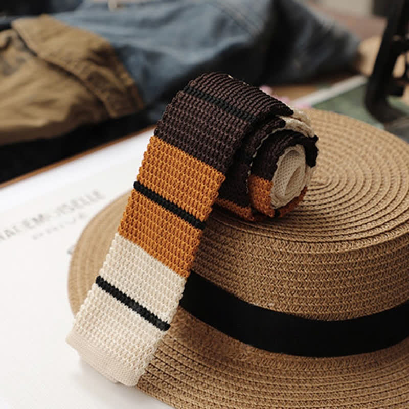 Men's Autumn Horizonal Striped Knitted Necktie - Image 20