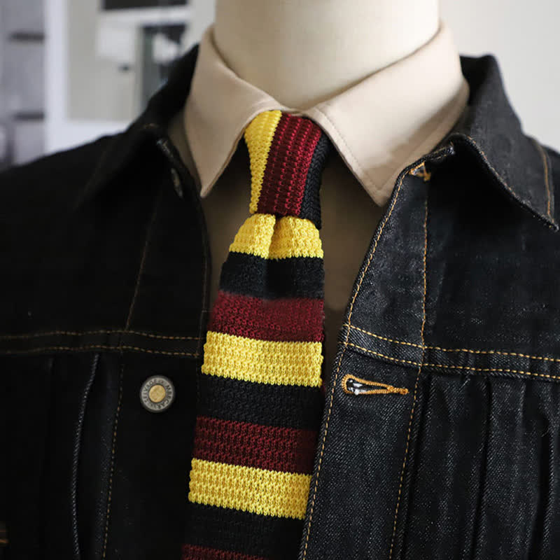 Men's Autumn Horizonal Striped Knitted Necktie - Image 21
