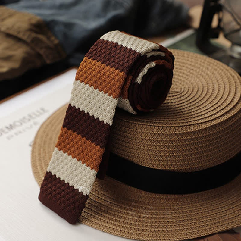 Men's Autumn Horizonal Striped Knitted Necktie - Image 3