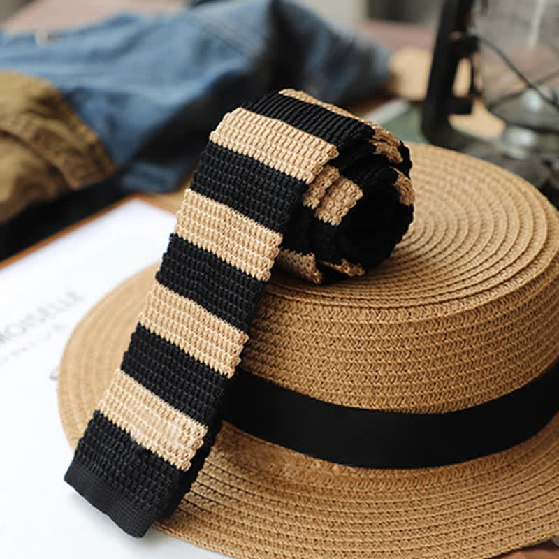Men's Autumn Horizonal Striped Knitted Necktie - Image 8