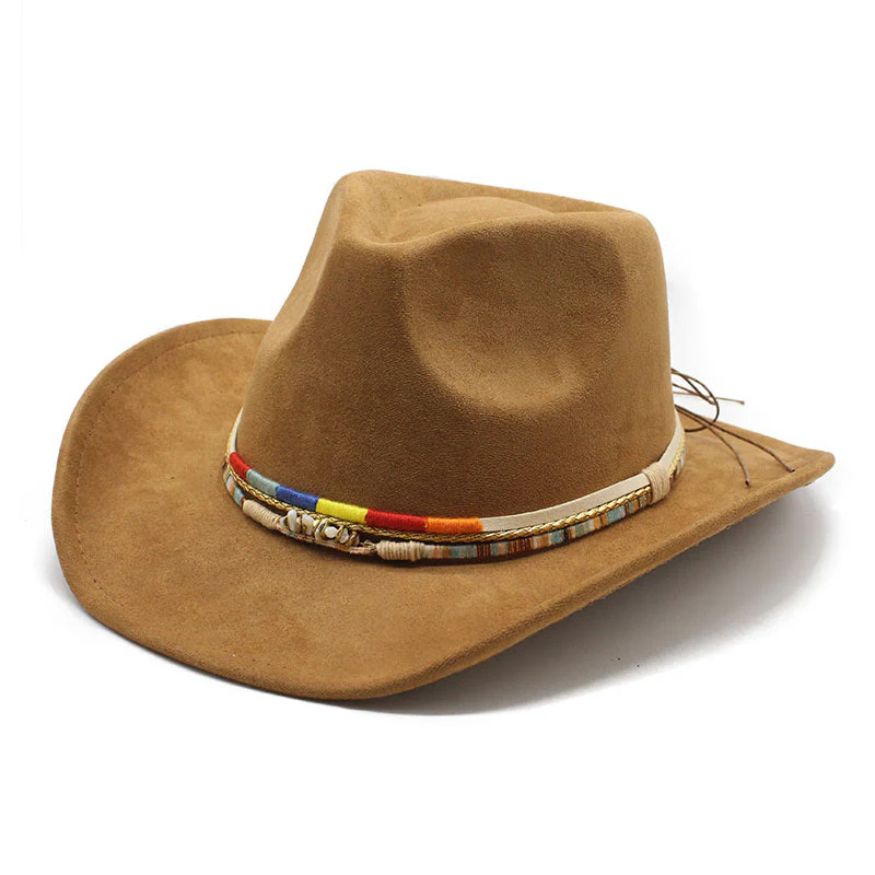Men's Beaded Trim Suede Brim Cowboy Hat - Image 2