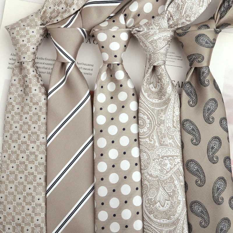 Men's Beige Versatile Multi-Pattern Neckties