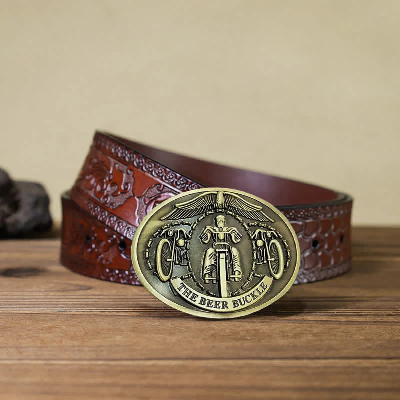 Men's DIY Bicycle Rider Creative Beer Holder Buckle Leather Belt - Image 26