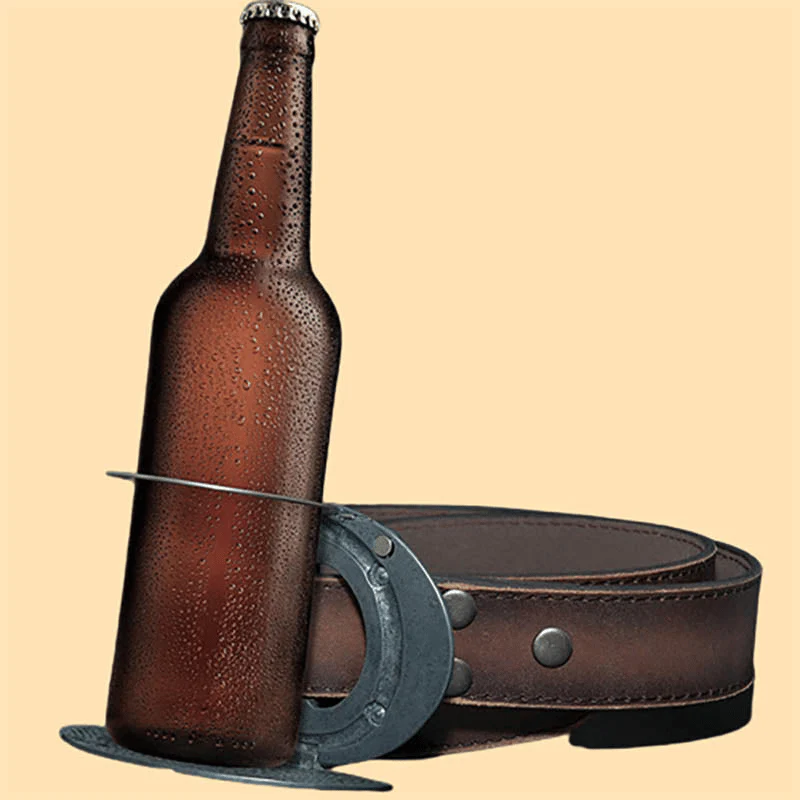 Men's DIY Bicycle Rider Creative Beer Holder Buckle Leather Belt - Image 3