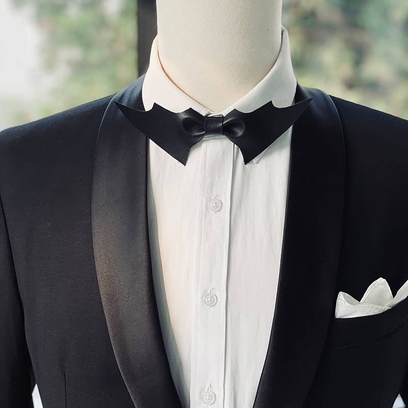 Men's Black Angel Wings Faux Leather Bow Tie - Image 5