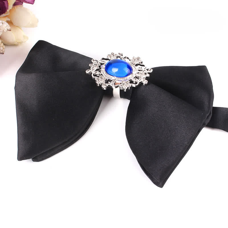 Men's Black Butterfly Rhinestone Oversized Pointed Bow Tie - Image 10