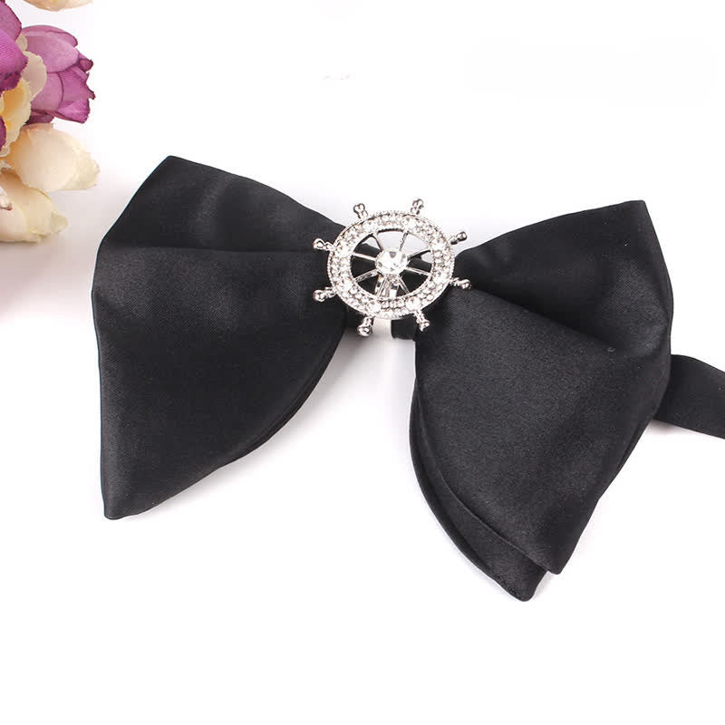 Men's Black Butterfly Rhinestone Oversized Pointed Bow Tie - Image 13