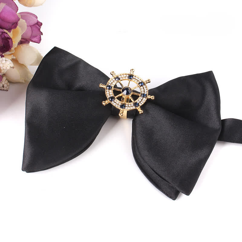 Men's Black Butterfly Rhinestone Oversized Pointed Bow Tie - Image 14